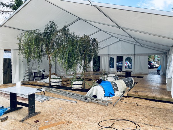 9m x 15m marquee during construction