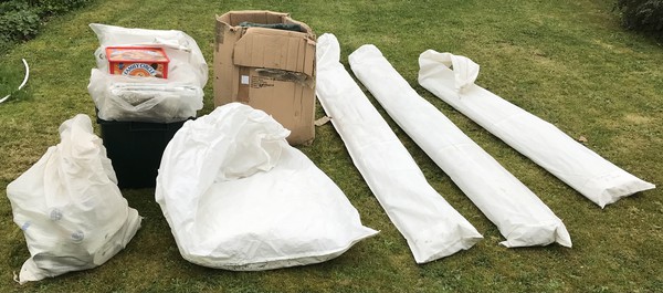 Gala tent packed in bags