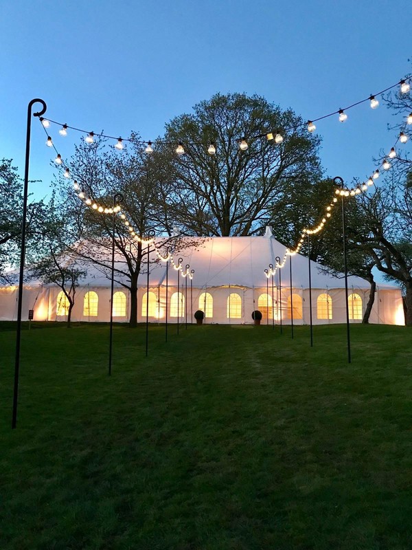 Marquee wedding at night in a marquee