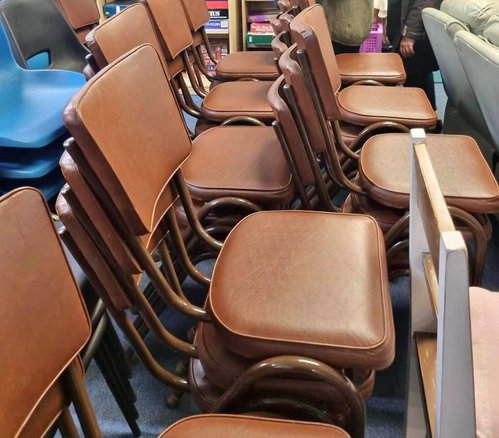 24x Padded Leather Cafe Chairs For Sale