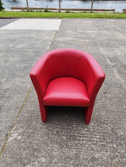 Red Faux Leather Tub Chairs