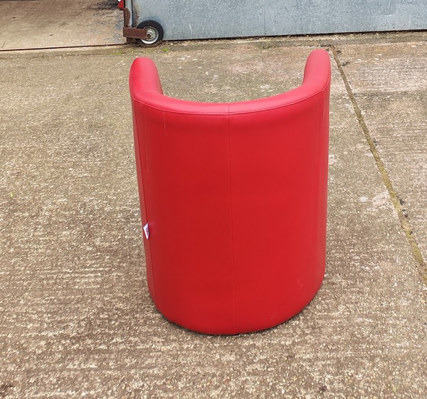 Red Leather Look Curved Chairs