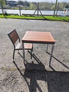 aluminium with wooden slats table and chair sets