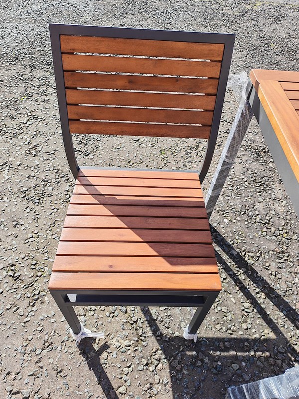 aluminium chairs with wooden slatted tops aluminium chairs with wooden slatted tops