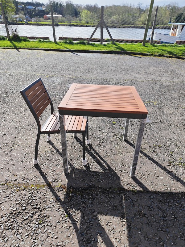 aluminium with wooden slats table and chair sets aluminium with wooden slats table and chair sets