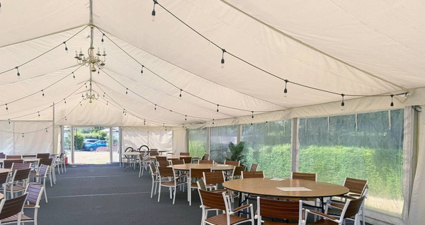 Framed marquee with floor and lining Framed marquee with floor and lining