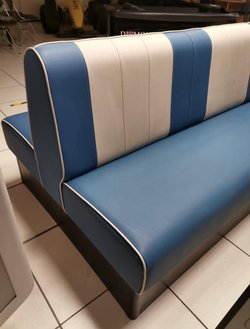 Back to Back Bench Seating in Blue and White