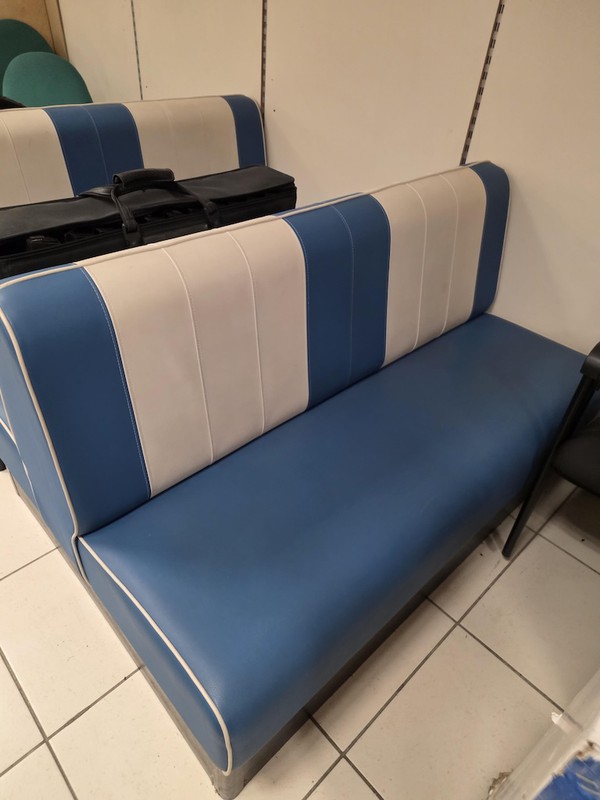 Bench Seating in Blue and White