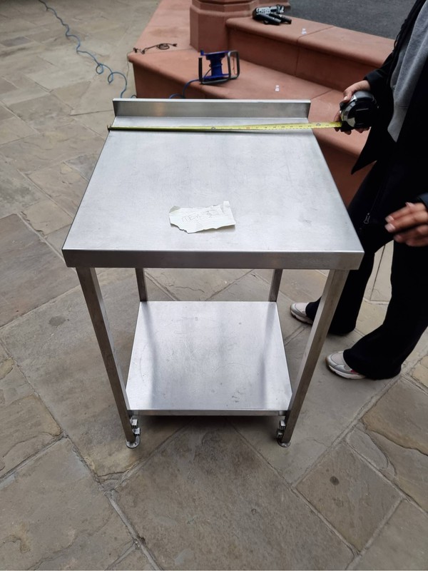 60cm square kitchen table - stainless steel - London