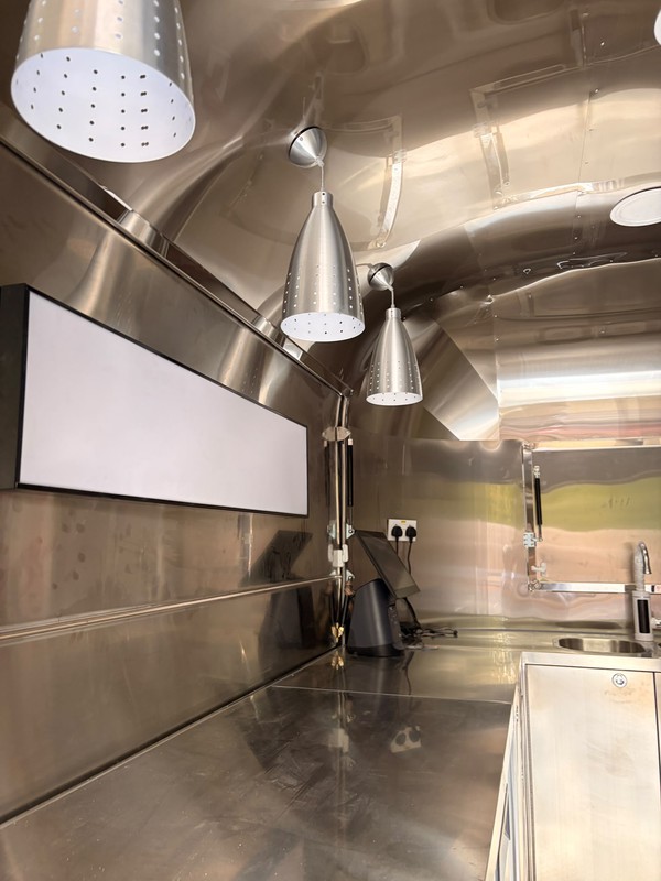 Polished metal catering trailer for sale