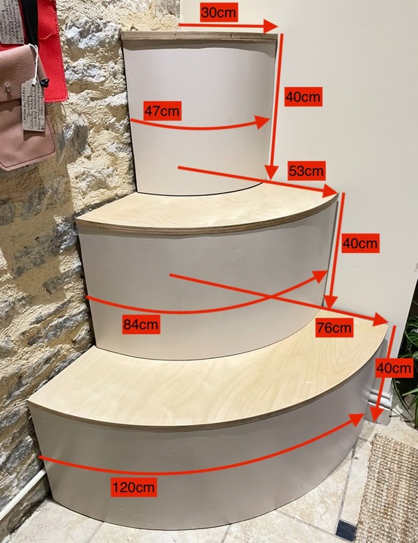 Secondhand Used 3x Curved Corner Display Units For Sale