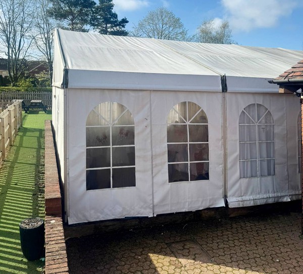 Framed marquee with georgian windows Framed marquee with georgian windows