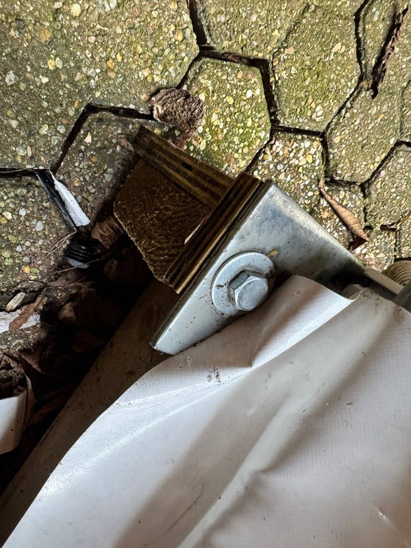 Marquee bolted to floor Marquee bolted to floor