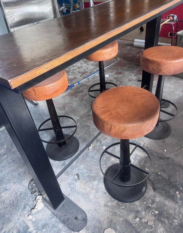 7x Bar Stools With 2x Tall Tables For Sale