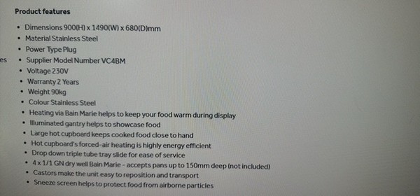 Used Moffat Hot Food Serve Counter