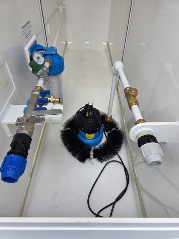 Service cupboard shower block