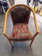 Patterned Arm Chairs with Light Wood Frame