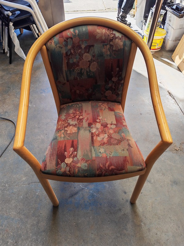 Patterned Arm Chairs with Light Wood Frame