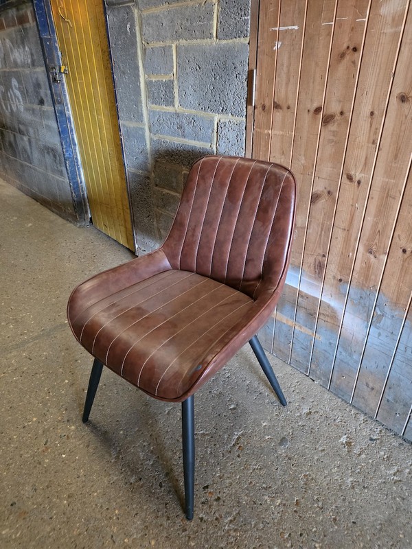 Retro Brown Leather Dining Chairs