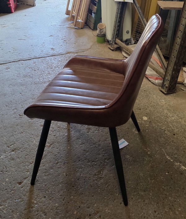 Vintage Look Brown Leather Dining Chairs