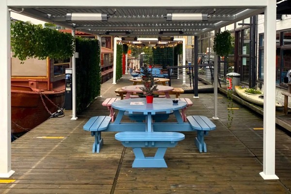 Secondhand 4x 7m x 4m Slat Roof Gazebos