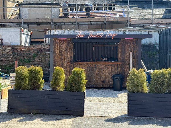 Oak clad bar container for sale