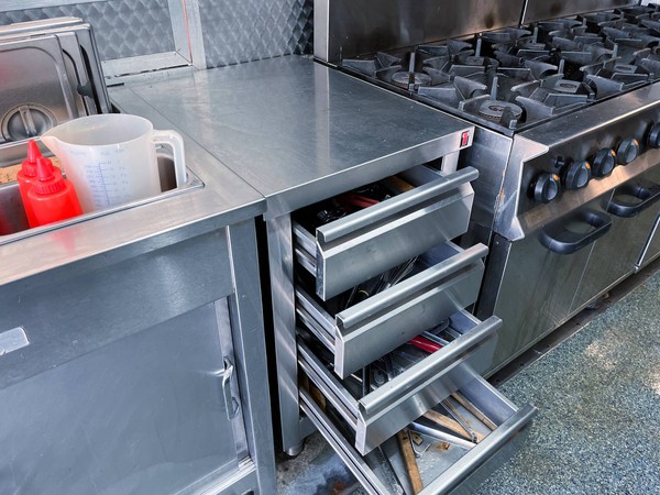 Catering truck utensil storage