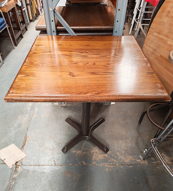 7x Oak Tables With Metal Base For Sale