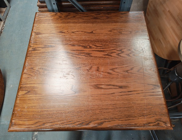 Secondhand 7x Oak Tables With Metal Base