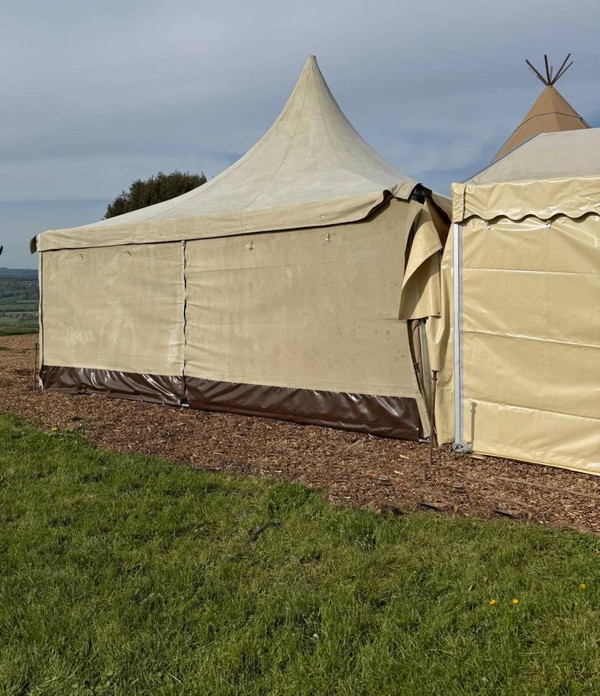 Pagoda marquee in sand coloured canvas