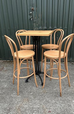 Poseur Tables And 4 Stool Set For Sale
