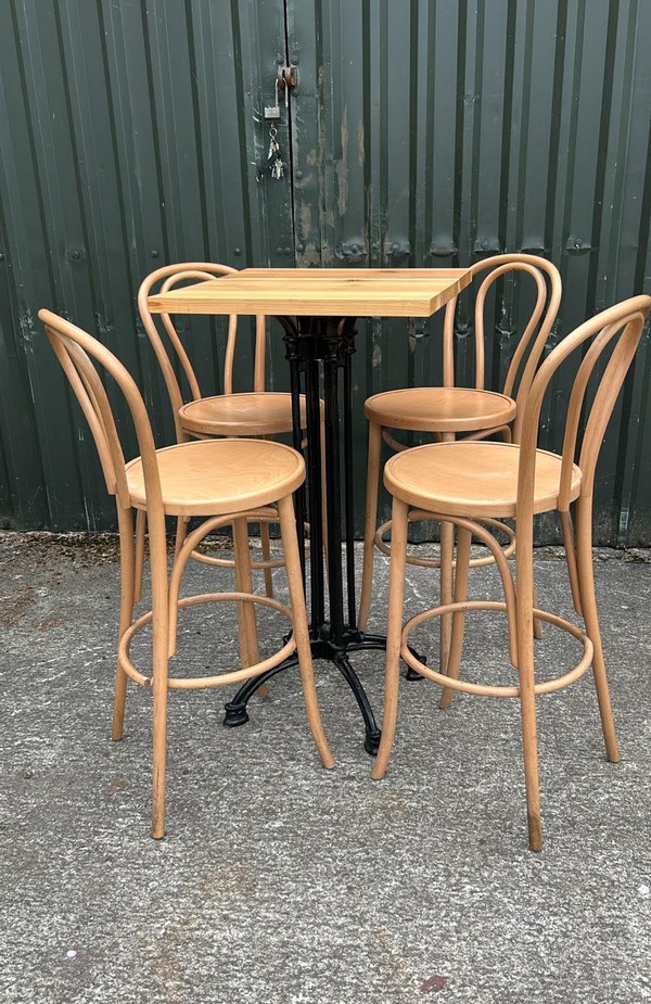 Poseur Tables And 4 Stool Set For Sale