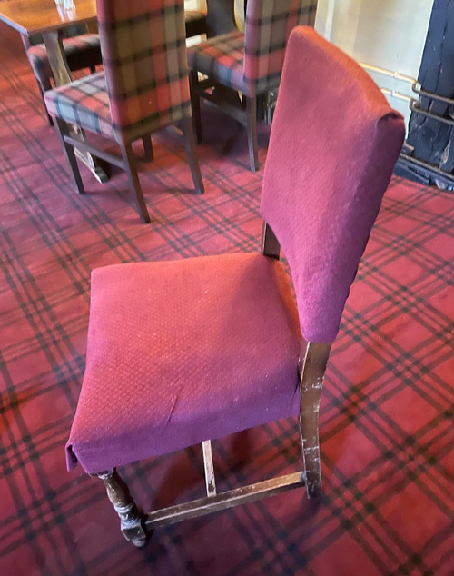 Burgundy upholstered restaurant chairs