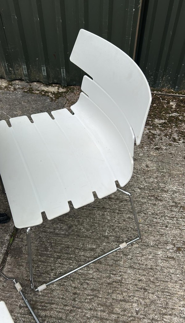 Black Cafe Table And 4 White Chair Sets