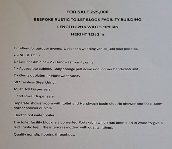 Toilet block specification