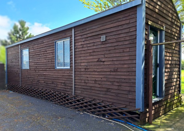 Wooden clad portable cabin for sale