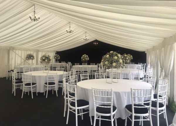 Ivory Pleated Marquee Linings For Sale