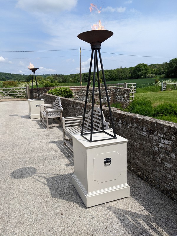 Pair of gas Flambeaux for sale