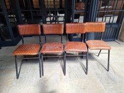 70x School Side Chairs In Leather, Vintage Tan