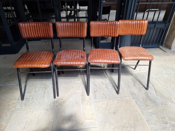 70x School Side Chairs In Leather, Vintage Tan - Wapping, London 6