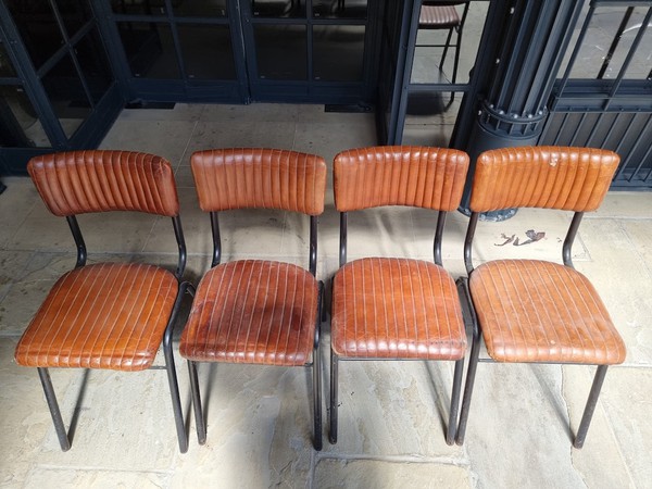 70x School Side Chairs In Leather, Vintage Tan - Wapping, London 2