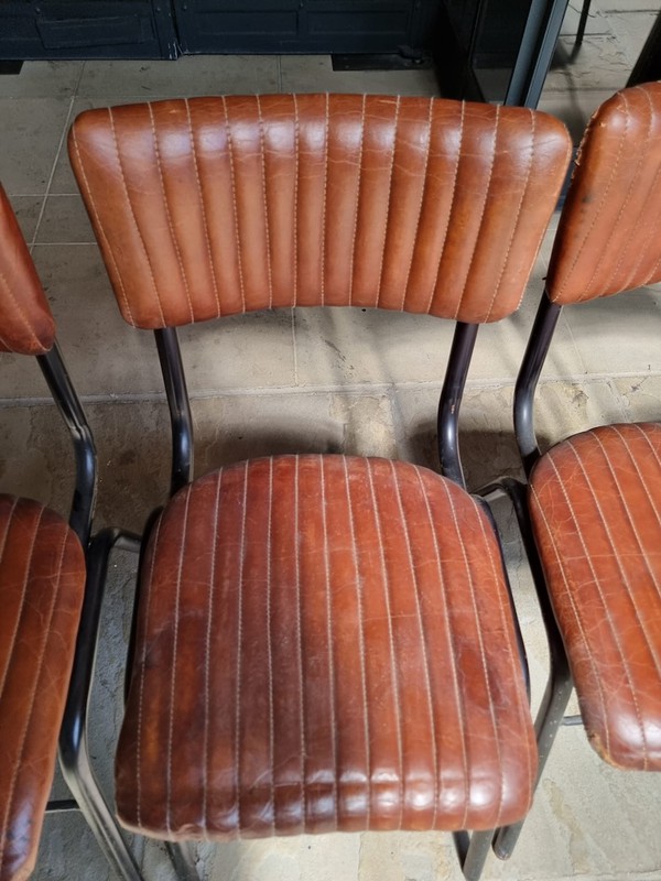 70x School Side Chairs In Leather, Vintage Tan - Wapping, London 8