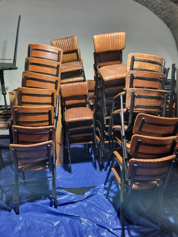 70x School Side Chairs In Leather, Vintage Tan - Wapping, London 7