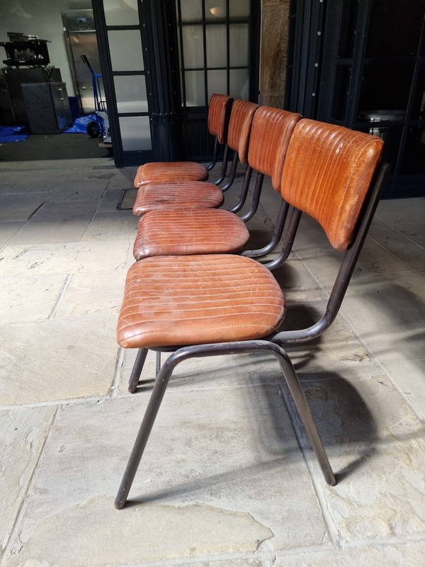 70x School Side Chairs In Leather, Vintage Tan - Wapping, London 5