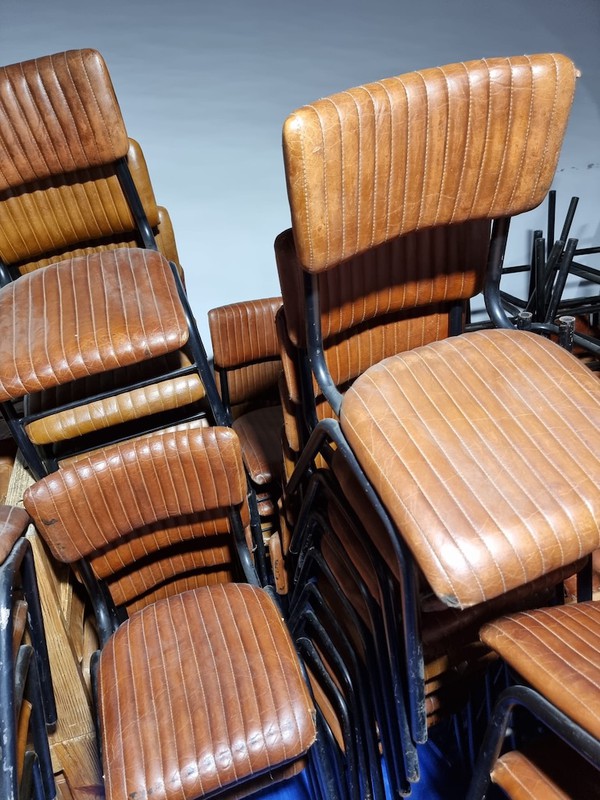 70x School Side Chairs In Leather, Vintage Tan - Wapping, London 4