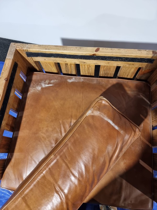 wood and leather pallet chairs