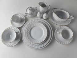 Set of  Vintage White China with Gold Trim