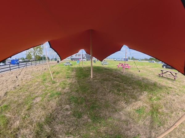 6m x 9m orange stretch tent roof