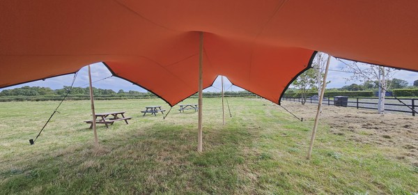 Bright orange stretch tent