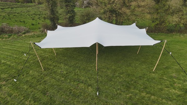 White stretch tent